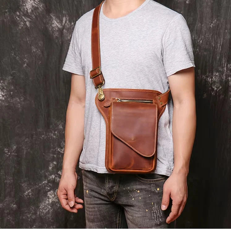 Men's Waist Bag, Handmade Genuine Leather